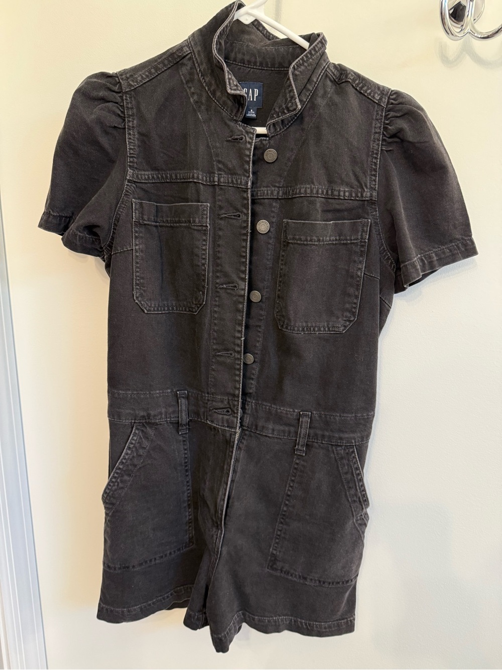 GAP Black Denim Short Sleeve Romper